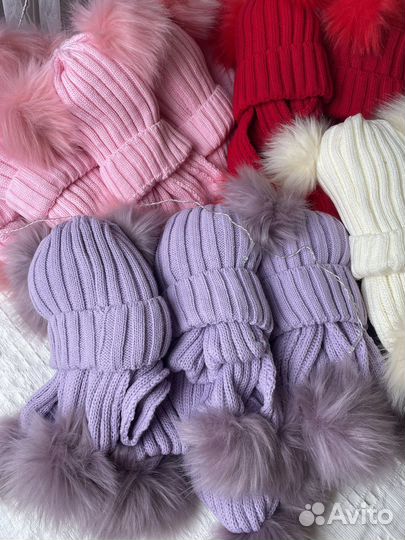 Шапка с шарфом зимняя для девочки