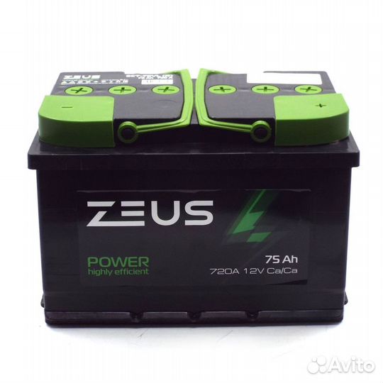 Аккумулятор zeus power 75 Ач п.п. Газель