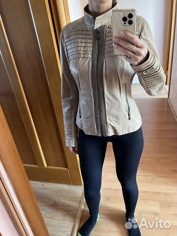 Куртка кожаная бежевая Vespucci