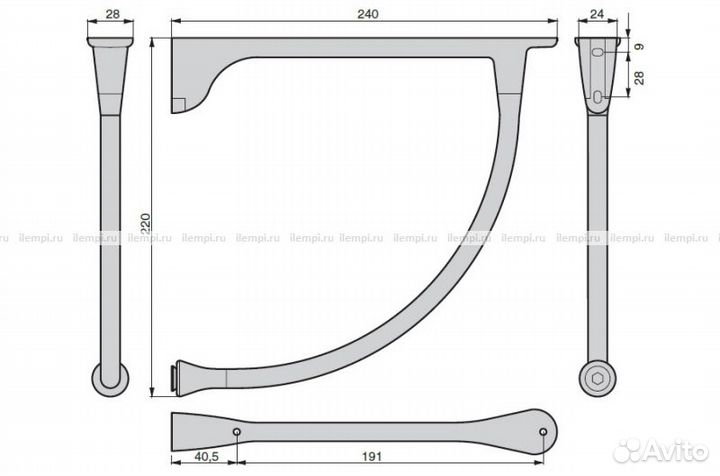 Полкодержатель изогнутый, Италия
