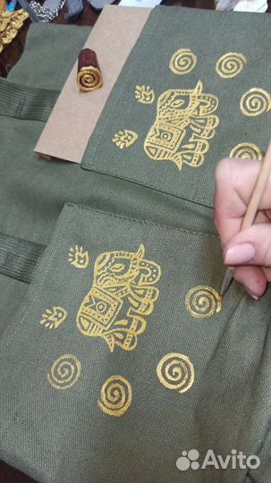 Эко сумка- шопер с ручной росписью