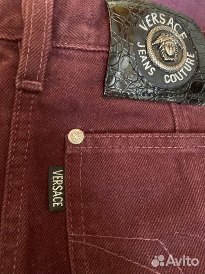 Юбка Versace красная джинс