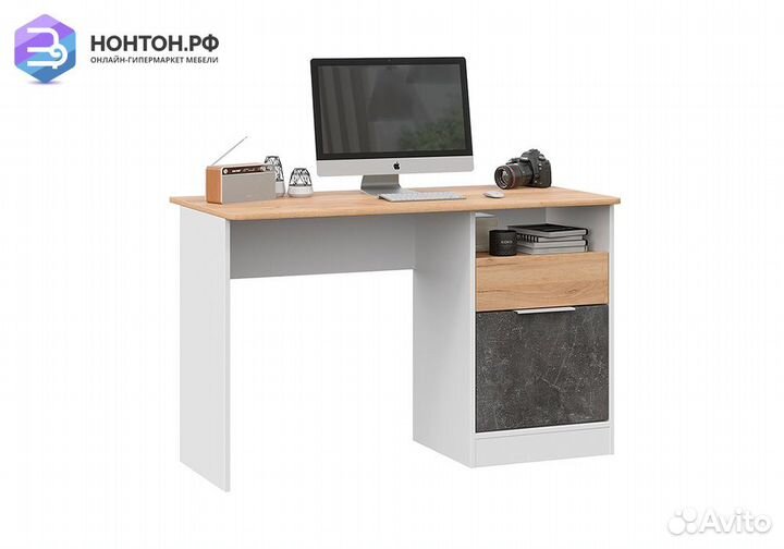 Стол письменный Чарли тип 1 белый / дуб крафт золо