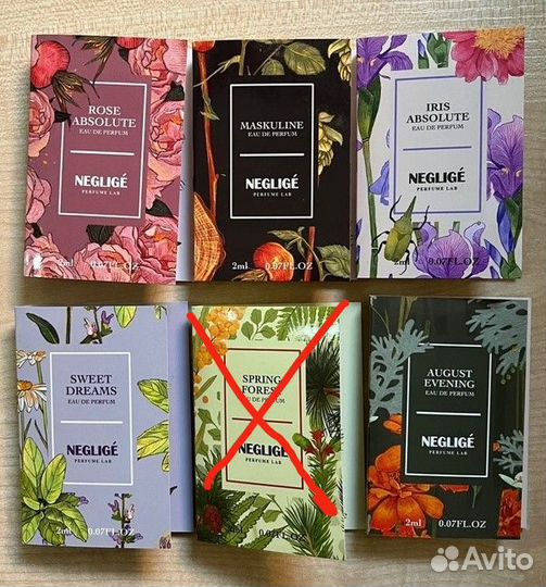 Нишевая парфюмерия, Neglige, пробники