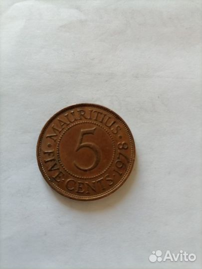 Монета Маврикий-5 центов 1978 год