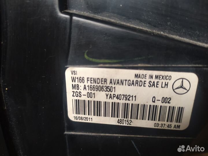 Mercedes мл 166 задний левый фонарь в крыло