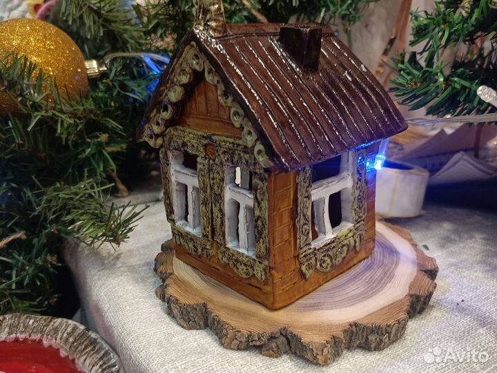 Светильник домик керамика