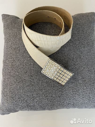 Ремень кожаный Италия Зара белый змея леопард