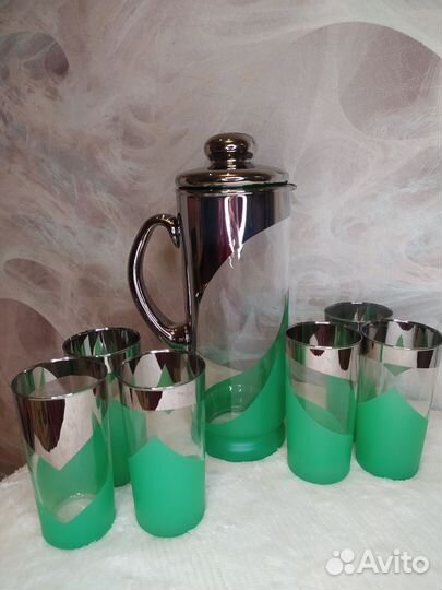 Набор кувшин и стаканы (6 шт) стекло новый