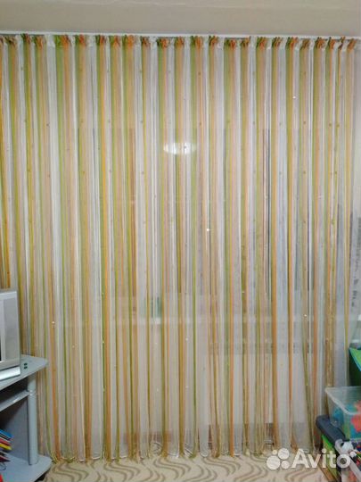 Нитевые шторы с камнями