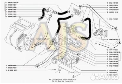 Патрубки отопителя УАЗ Патриот 3160, 3163 до 2012
