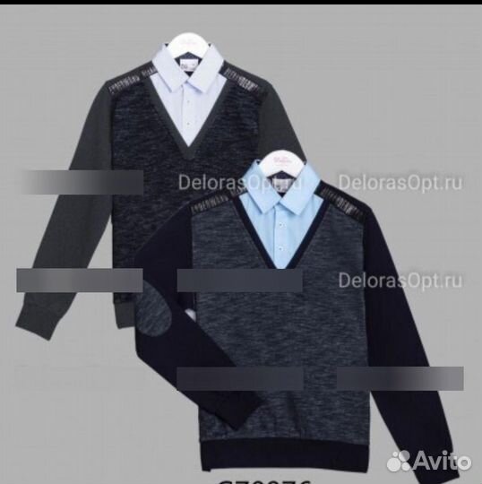 Пуловер с воротником, вариант в школу,Deloras