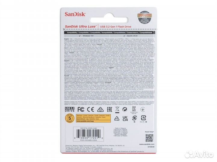 Флешка SanDisk USB3 Flash 032GB Ultra Luxe