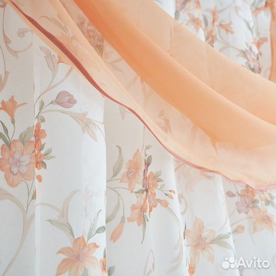 Комплект штор для кухни Иллюзия 300х150 см, персик