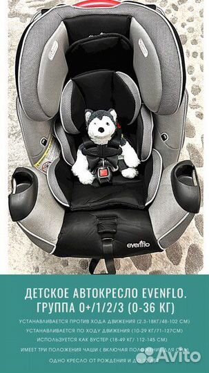 Детское автокресло Evenflo. Гр. 0+/1/2/3 (0-36 кг)