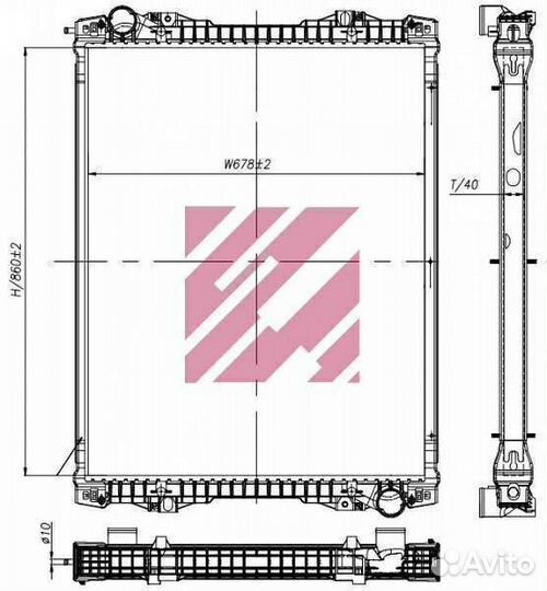 Радиатор Scania с рамкой 860x678x40
