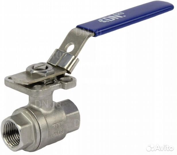 Кран шаровой DN.ru кшмп.316.230-ISO 1/2 Ду15 Ру63 полнопроходной двухходовой, нержавеющая сталь SS31