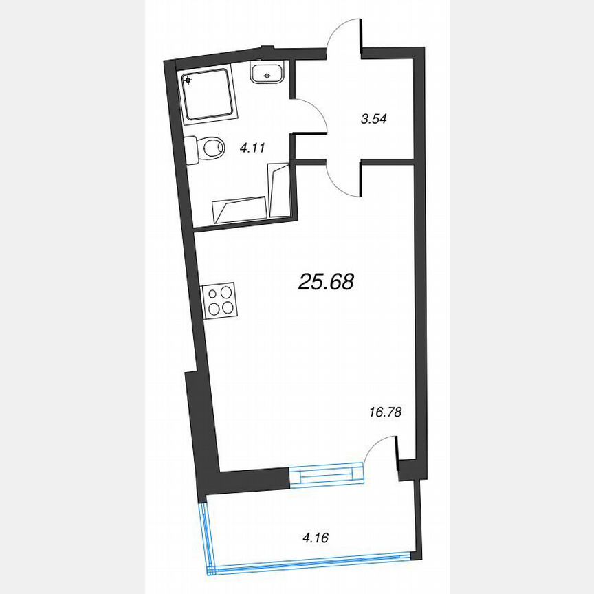 Квартира-студия, 28,6 м², 16/22 эт.