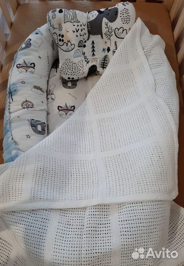 Кокон для новорожденных, подушка и пледы