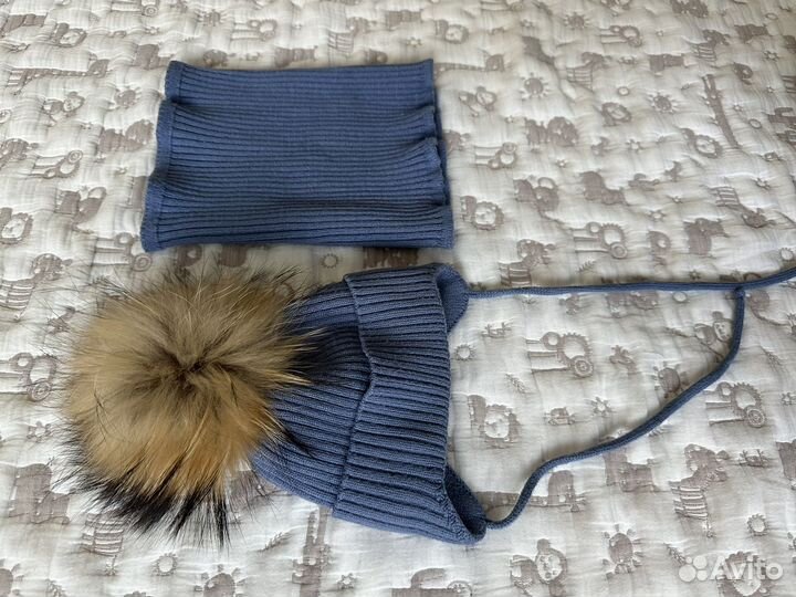 Зимняя шапка и снуд для новорожденного