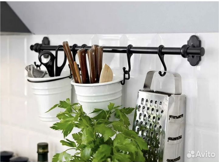 Рейлинг для кухни IKEA икеа черный. Комплект