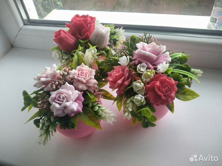 Букет роз из мыла