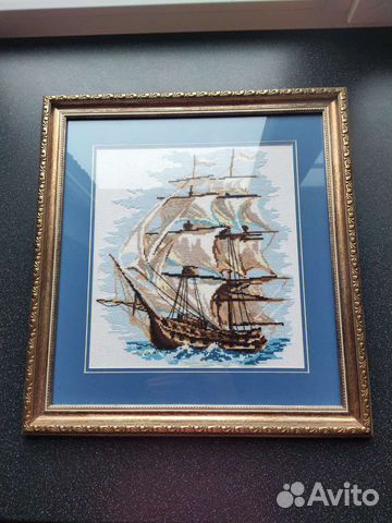 Корабль Крестиком ручная работа