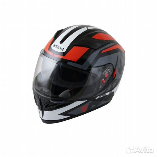 Шлем (интеграл) Ataki JK316 Route серый/красный гл