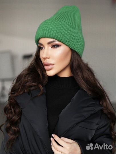 Шапка демисезон вязаная зеленая 50-58р