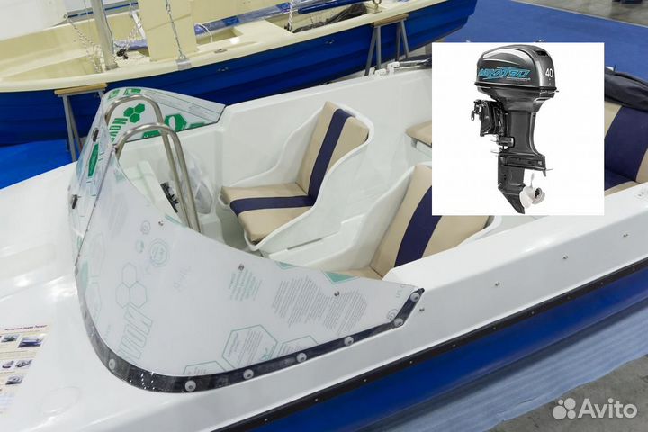 Стеклопластиковый катер с мотором Легант-430 Авто