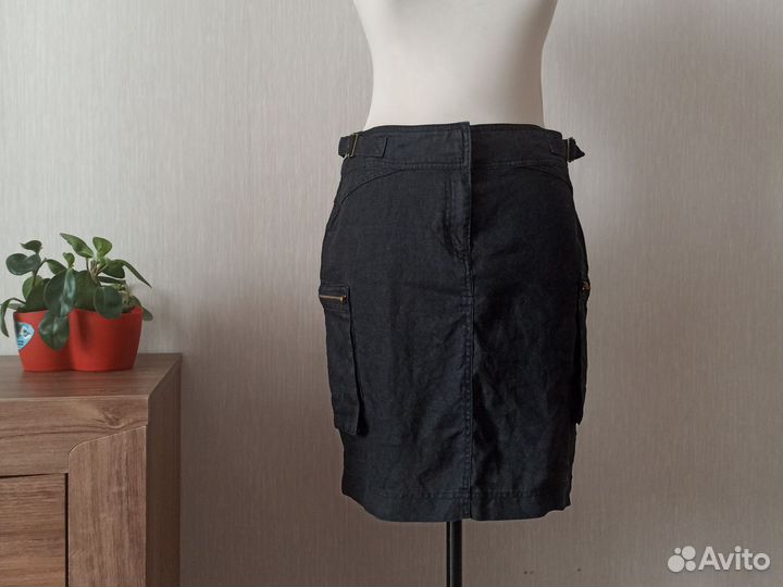 Юбка льняная чёрная H&M 44