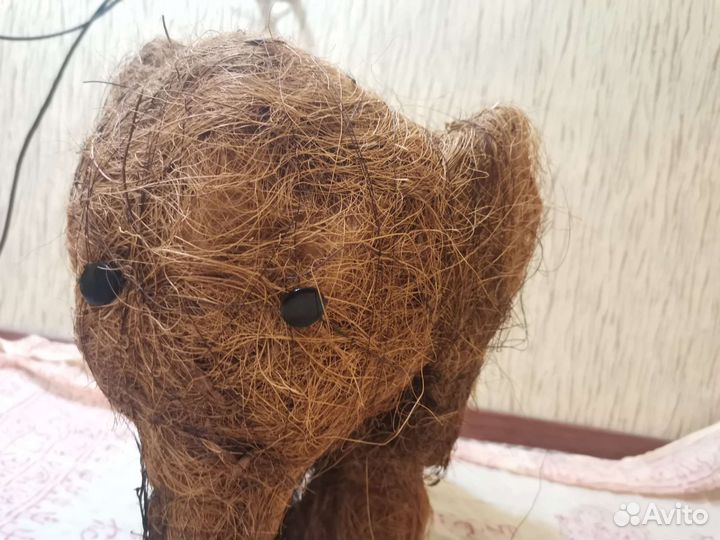 Кашпо слон из натурального материала