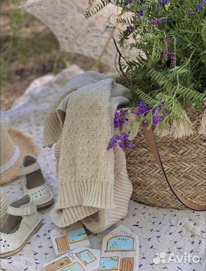 Вязаный плед 100х100 см