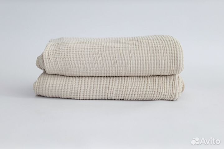 Плед новый покрывало муслиновый хлопок бежевый hm