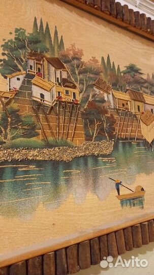 Панно картина из соломки