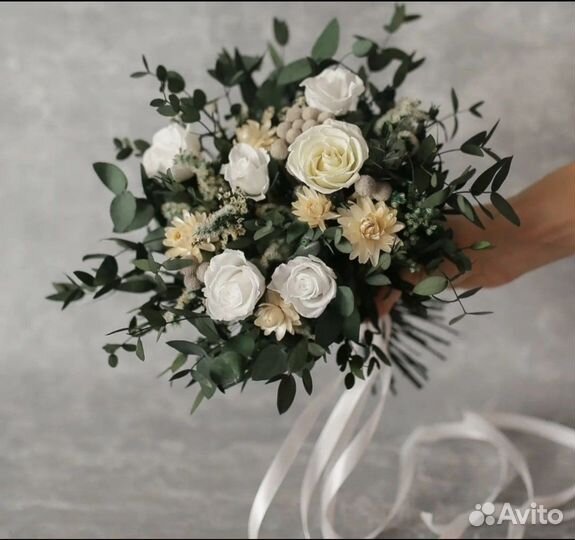 Свадебный букет из стабилизированных цветов