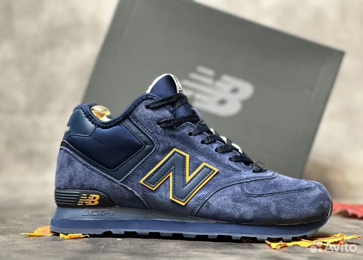 Теплые ботинки New Balance 574 Blue с мехом