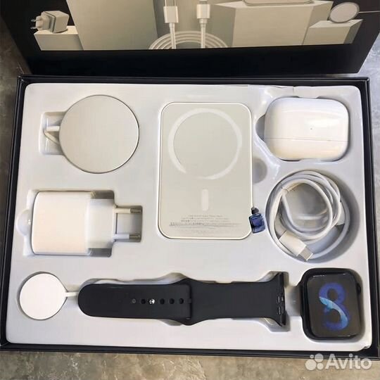 Набор 6 в 1 (airpods,apple watch,зарядка,повер)