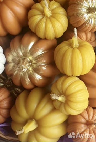 Свечи восковые «Тыквы» на Хэллоуин, Самайн (3 шт.)