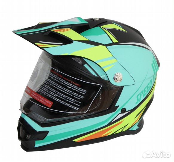 Мотошлем кроссовый racer JK802 (L) черный/зеленый