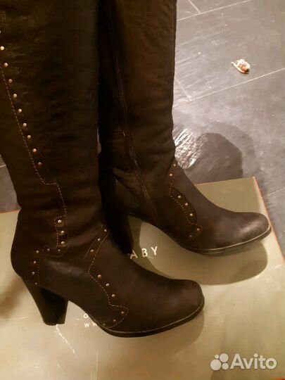 Кожаные зимние сапоги