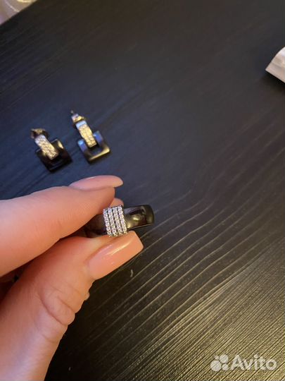 Украшения набор серебро керамика