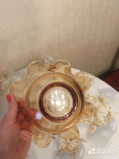 Ваза Корзинка конфетница цветное стекло СССР