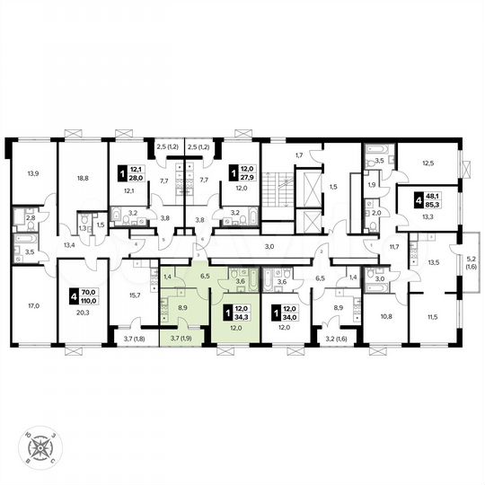 1-к. квартира, 34,3 м², 10/14 эт.