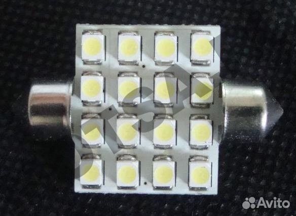 Лампа 12 В 16 светодиодов 3528SMD двухцокольная бе