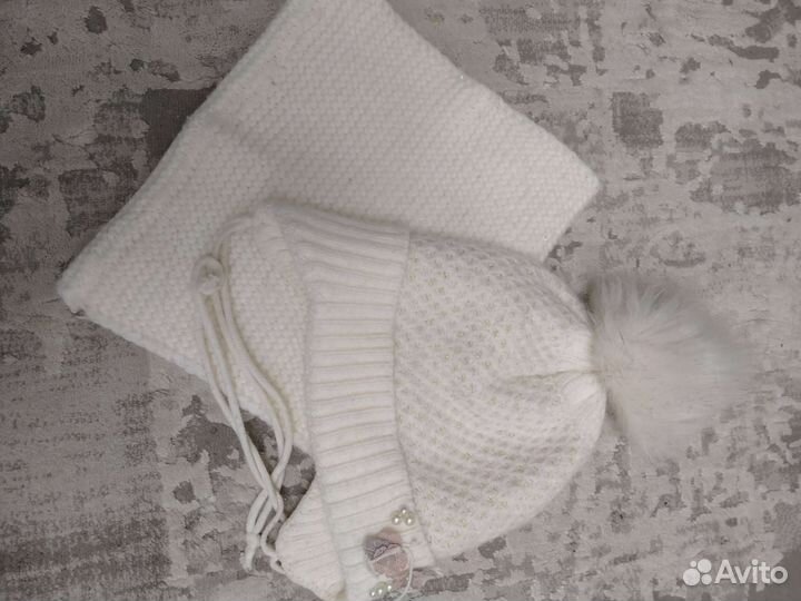 Зимний комплект шапочка и снуд для девочки 5-6 лет