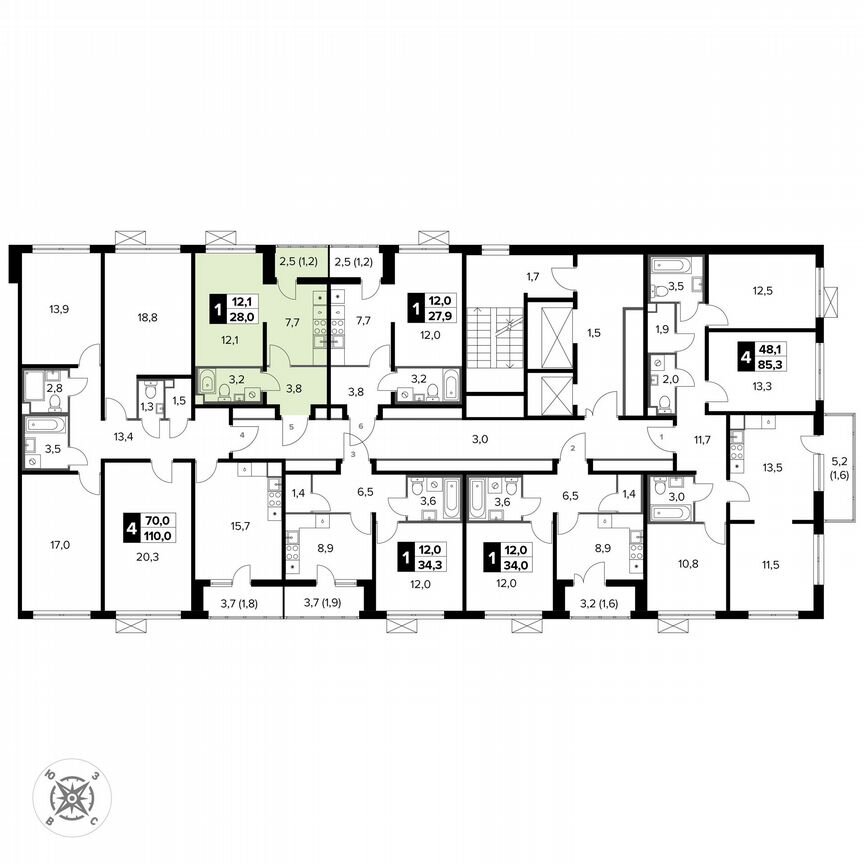 1-к. квартира, 28 м², 10/15 эт.