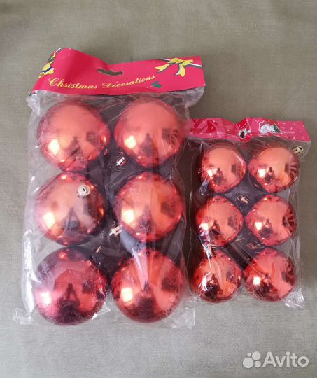 Елочные игрушки, шары, пластик, новые много