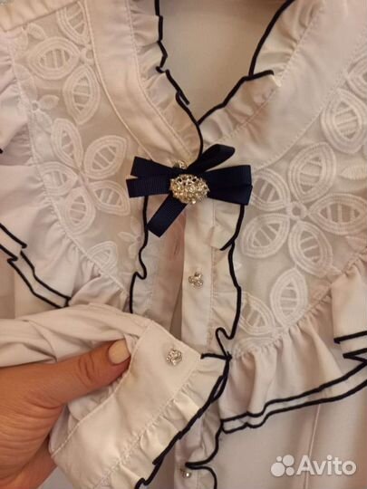 Блузка, рубашка белая, нарядная, парадная