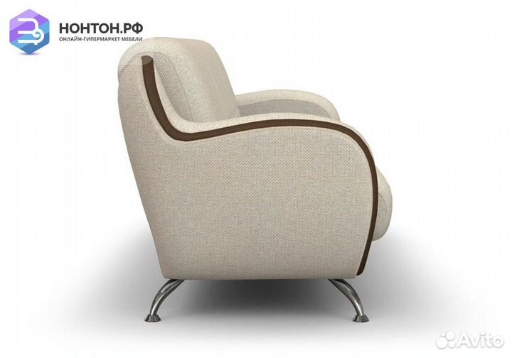 Диван книжка Вега-8 светло-бежевый / коричневый